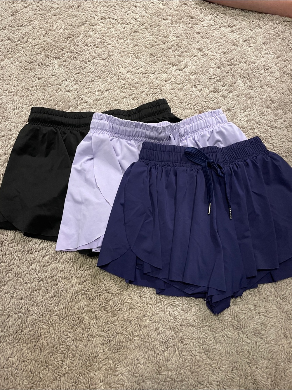 Girls Flowy Shorts - Black, Lavender, Navy